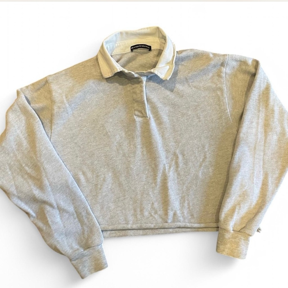 Brandy Melville Gray collard crop top